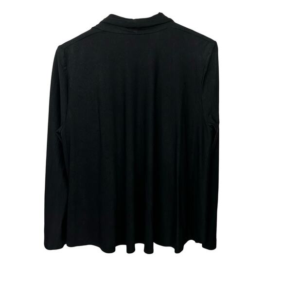 Alex Evenings Black Open Front Cardigan Womens Size 6 Classic Dressy Swing Flowy - Picture 3 of 3